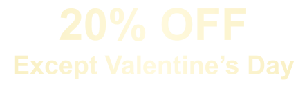 20% OFF Except Valentine’s Day