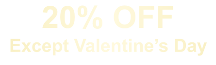 20% OFF Except Valentine’s Day